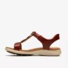 Kitly Gem, platta sandaler i bränt orange läder för damer Kitly Gem, platta sandaler i bränt orange läder för damer