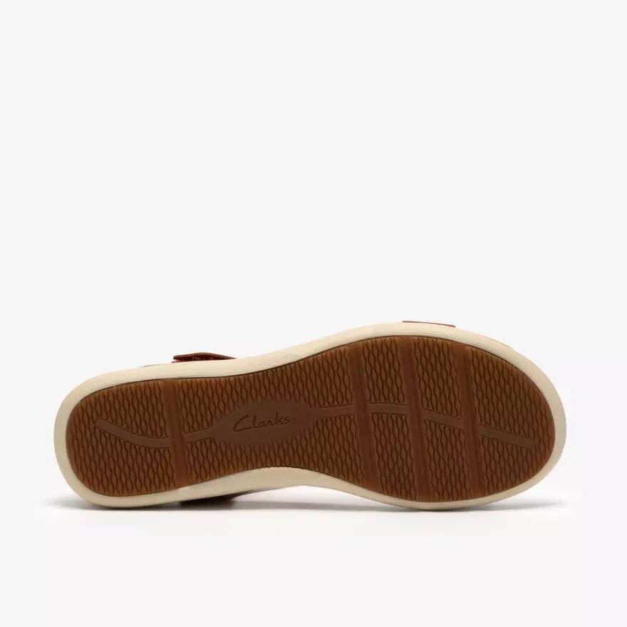 Kitly Gem, platta sandaler i bränt orange läder för damer Kitly Gem, platta sandaler i bränt orange läder för damer
