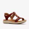 Kitly Gem, platta sandaler i bränt orange läder för damer Kitly Gem, platta sandaler i bränt orange läder för damer