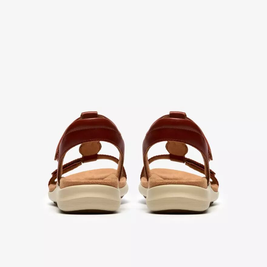 Kitly Gem, platta sandaler i bränt orange läder för damer Kitly Gem, platta sandaler i bränt orange läder för damer