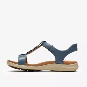 Kitly Gem – platta sandaler i denimblått läder för damer
