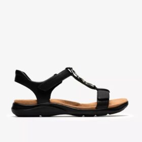 Kitly Gem – platta sandaler i svart läder för damer
