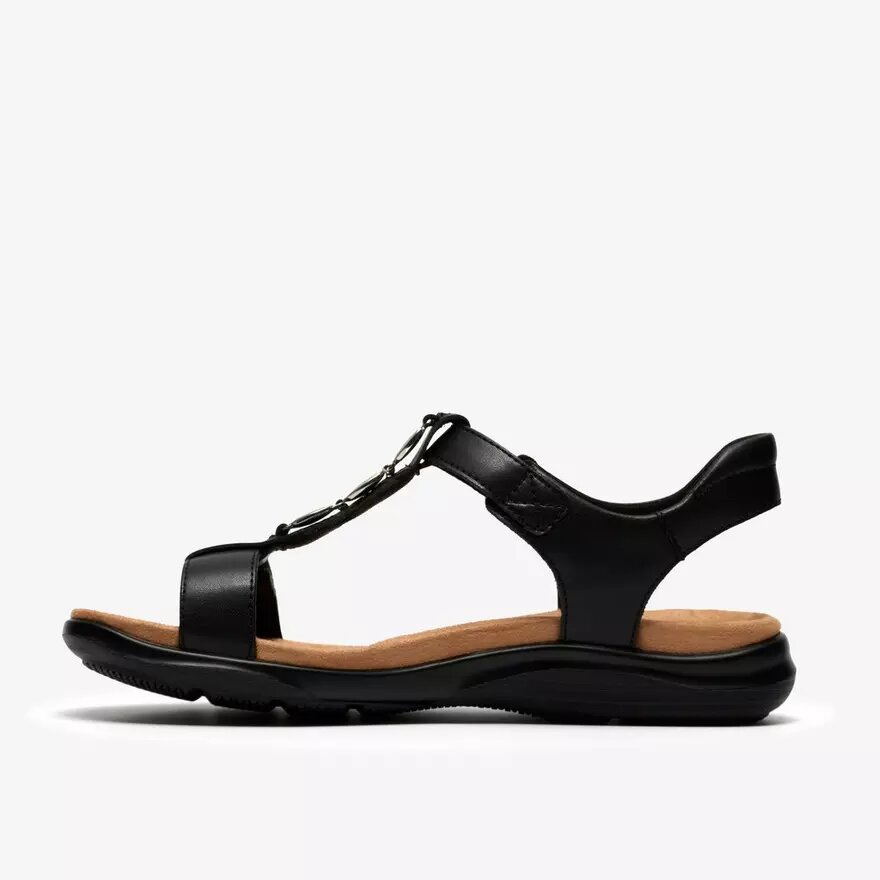 Kitly Gem – platta sandaler i svart läder för damer Kitly Gem – platta sandaler i svart läder för damer