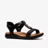 Kitly Gem – platta sandaler i svart läder för damer Kitly Gem – platta sandaler i svart läder för damer