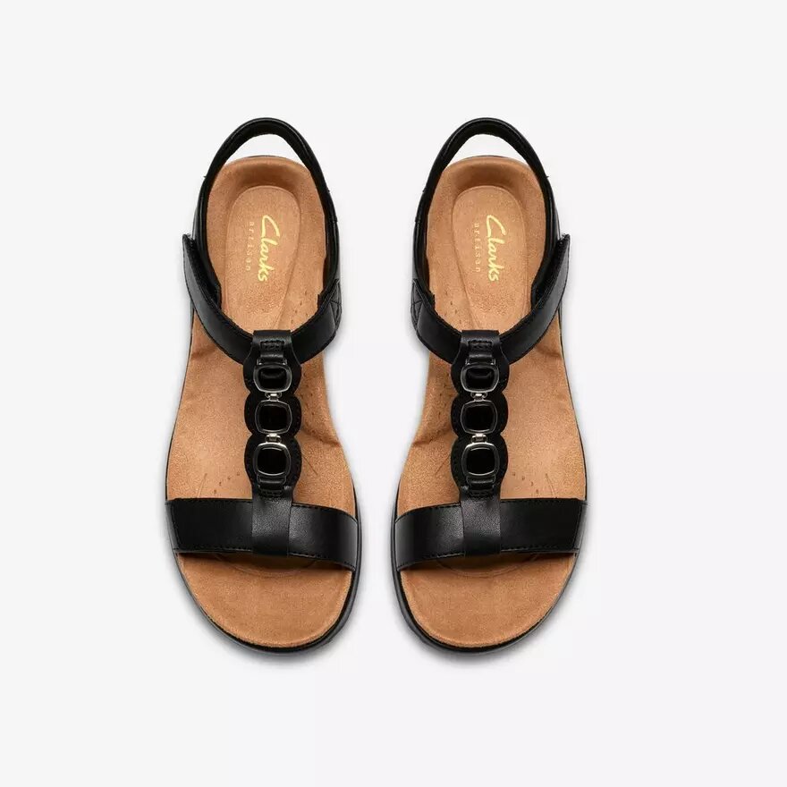 Kitly Gem – platta sandaler i svart läder för damer Kitly Gem – platta sandaler i svart läder för damer