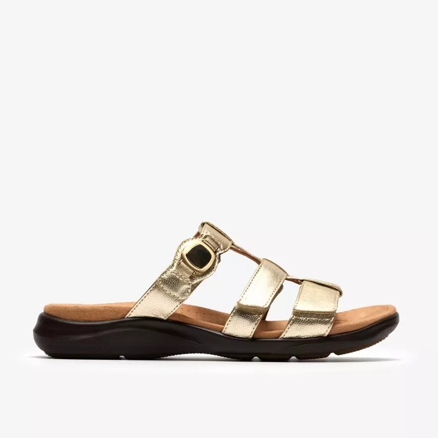 Kitly Pearl – platta sandaler i champagnefärgat läder för damer Kitly Pearl – platta sandaler i champagnefärgat läder för damer