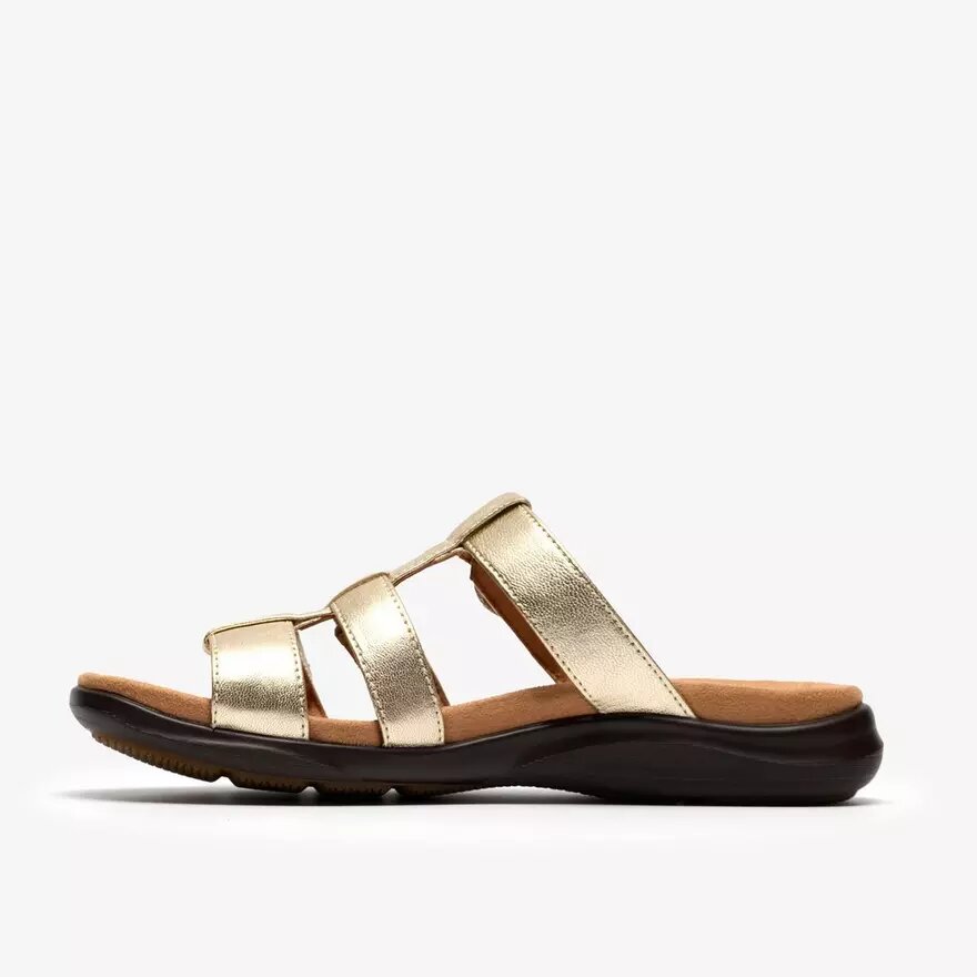 Kitly Pearl – platta sandaler i champagnefärgat läder för damer Kitly Pearl – platta sandaler i champagnefärgat läder för damer