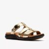 Kitly Pearl – platta sandaler i champagnefärgat läder för damer Kitly Pearl – platta sandaler i champagnefärgat läder för damer