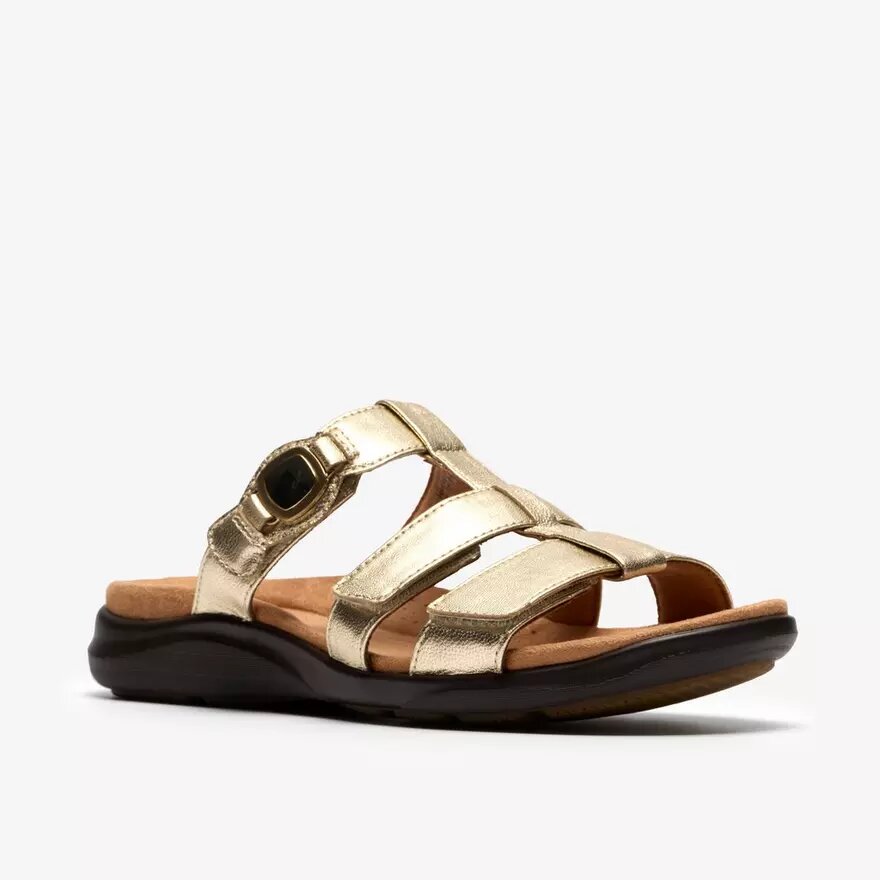 Kitly Pearl – platta sandaler i champagnefärgat läder för damer Kitly Pearl – platta sandaler i champagnefärgat läder för damer