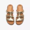 Kitly Pearl – platta sandaler i champagnefärgat läder för damer Kitly Pearl – platta sandaler i champagnefärgat läder för damer