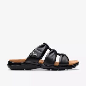 Kitly Slide – platta sandaler i svart läder för damer