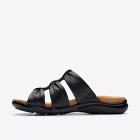 Kitly Slide – platta sandaler i svart läder för damer