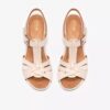 Kymber Glow-sandaletter med klack i krämfärgat läder för damer Kymber Glow-sandaletter med klack i krämfärgat läder för damer