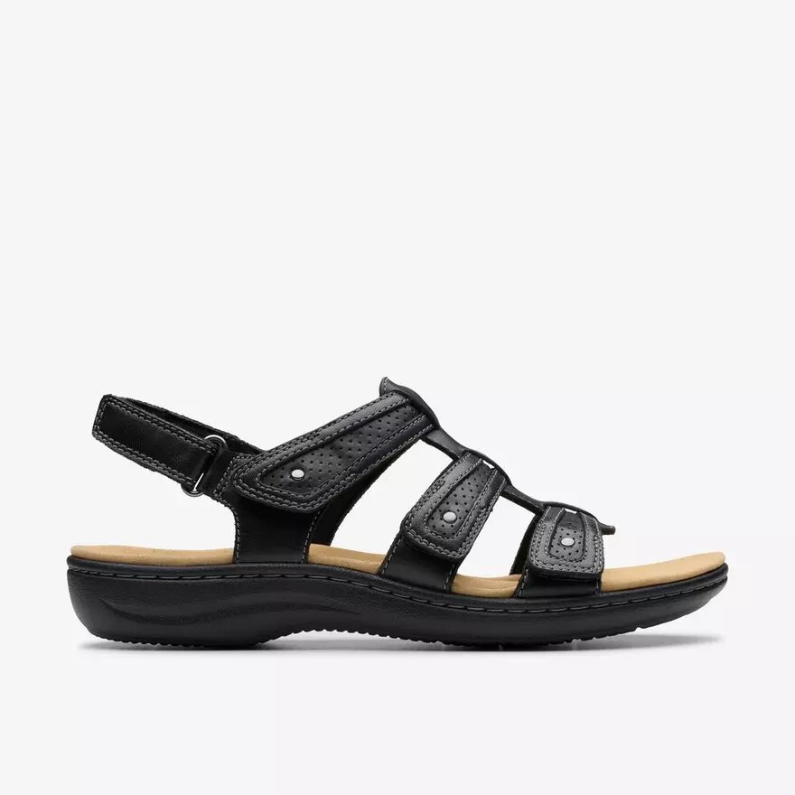 Laurieann Ivy – platta sandaler i svart läder för damer Laurieann Ivy – platta sandaler i svart läder för damer