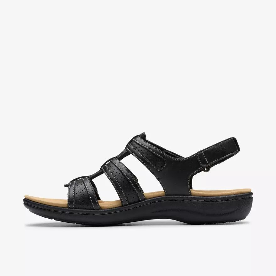 Laurieann Ivy – platta sandaler i svart läder för damer Laurieann Ivy – platta sandaler i svart läder för damer