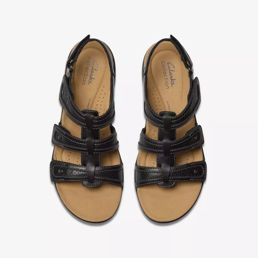 Laurieann Ivy – platta sandaler i svart läder för damer Laurieann Ivy – platta sandaler i svart läder för damer