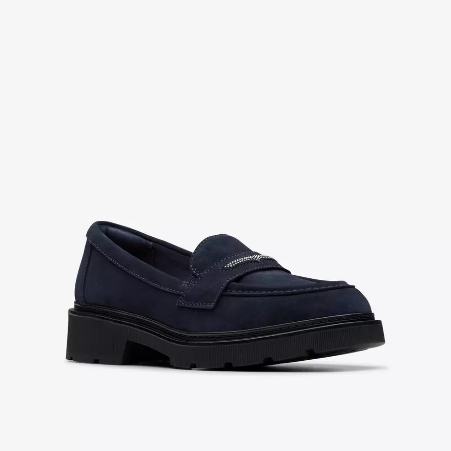 Lauryl Step-loafers i marinblått mocka för dam Lauryl Step-loafers i marinblått mocka för dam