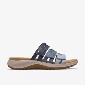 Maelynn Abby – blå kombinerade platta sandaler för dam
