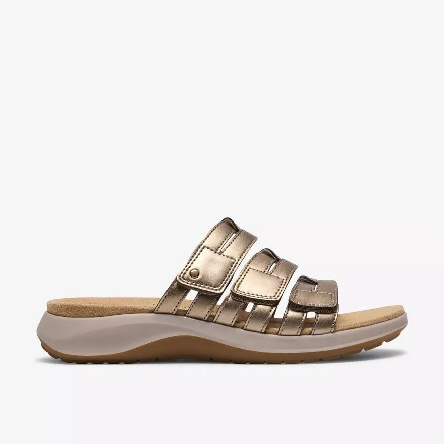 Maelynn Abby guldmetalliska platta sandaler för damer Maelynn Abby guldmetalliska platta sandaler för damer