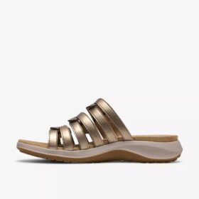 Maelynn Abby guldmetalliska platta sandaler för damer