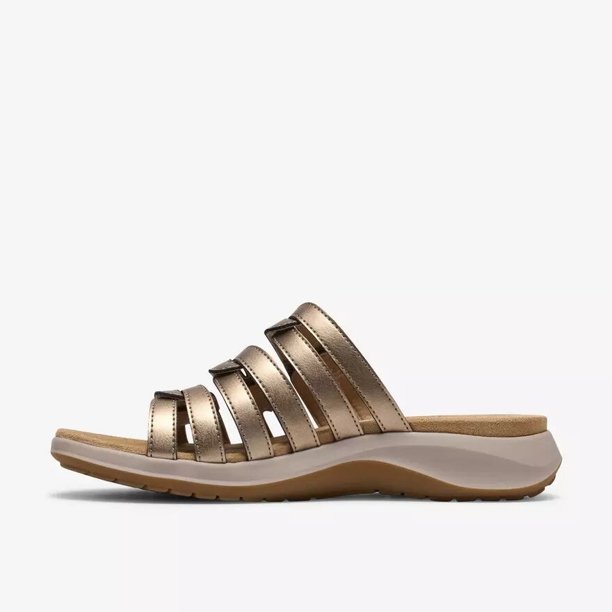 Maelynn Abby guldmetalliska platta sandaler för damer Maelynn Abby guldmetalliska platta sandaler för damer