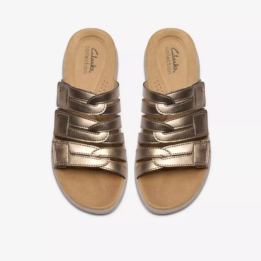 Maelynn Abby guldmetalliska platta sandaler för damer Maelynn Abby guldmetalliska platta sandaler för damer