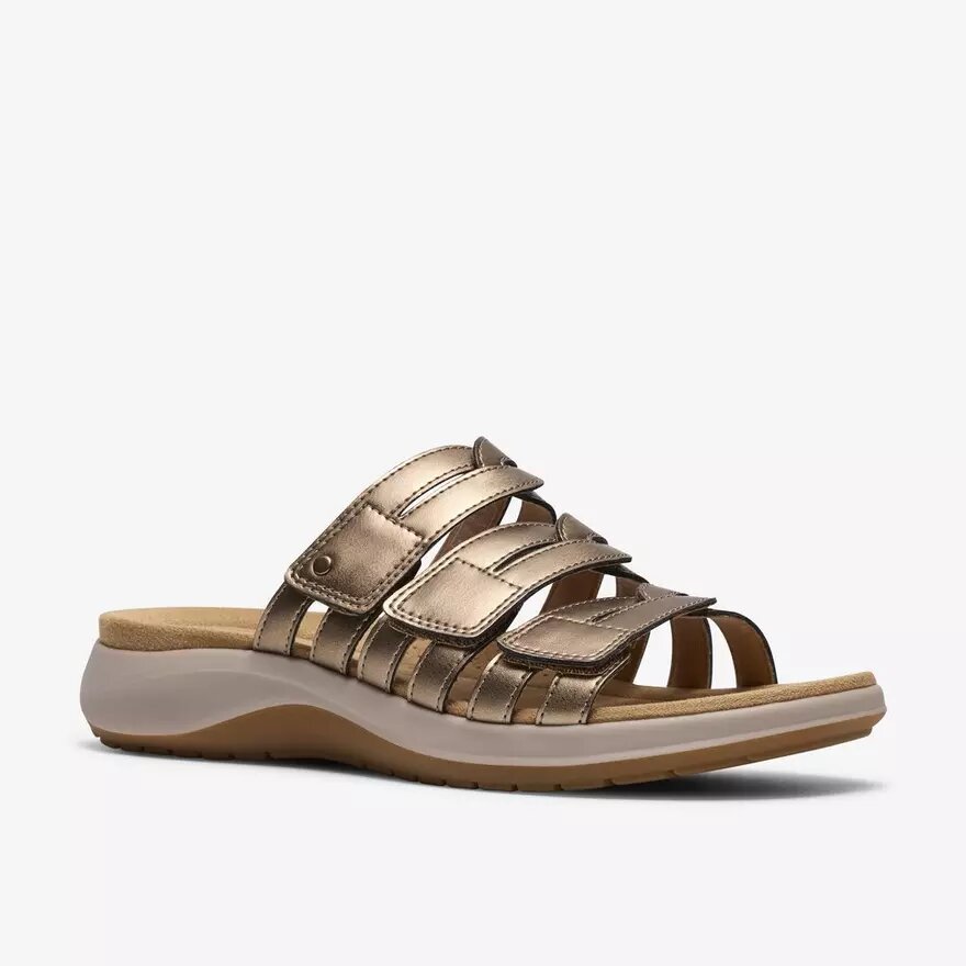 Maelynn Abby guldmetalliska platta sandaler för damer Maelynn Abby guldmetalliska platta sandaler för damer