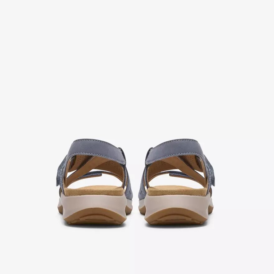 Maelynn Gem, platta sandaler i denimblå nubuck för dam Maelynn Gem, platta sandaler i denimblå nubuck för dam