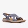 Maelynn Gem, platta sandaler i denimblå nubuck för dam Maelynn Gem, platta sandaler i denimblå nubuck för dam