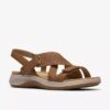 Maelynn Gem Tan Nubuck-platta sandaler för damer