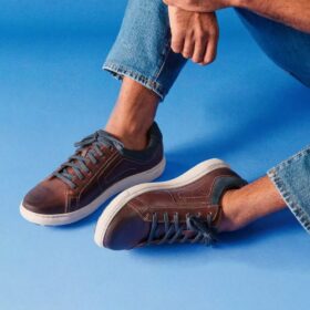 Mapstone Lace-sneakers i mahognyfärgat läder för herr