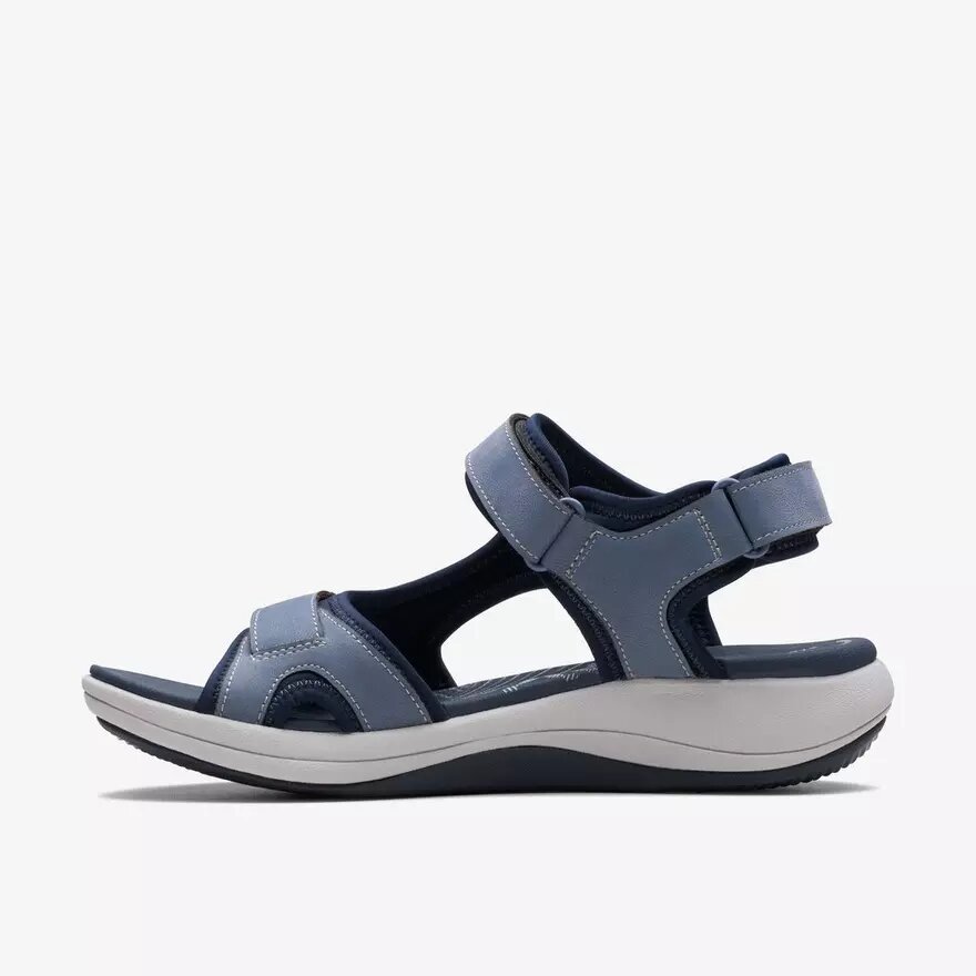 Mira Bay-rem-sandaler för damer i denimblått med remmar och Cloudsteppers™-teknik Mira Bay-rem-sandaler för damer i denimblått med remmar och Cloudsteppers™-teknik