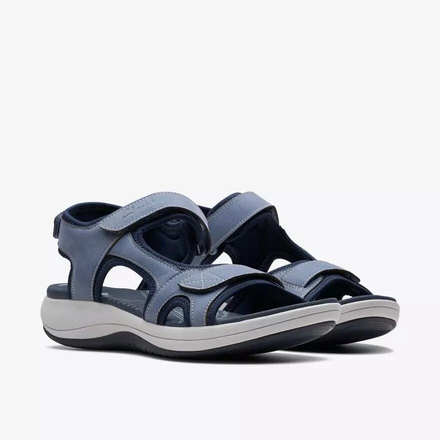 Mira Bay-rem-sandaler för damer i denimblått med remmar och Cloudsteppers™-teknik Mira Bay-rem-sandaler för damer i denimblått med remmar och Cloudsteppers™-teknik