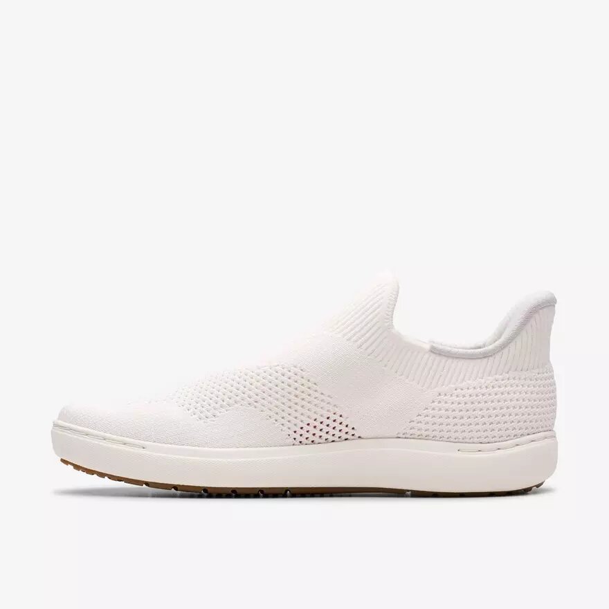 Nalle Step vita stickade slip-ons för dam Nalle Step vita stickade slip-ons för dam