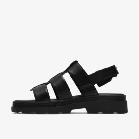 Platta sandaler för damer, Orinoco3 Strap, svart läder