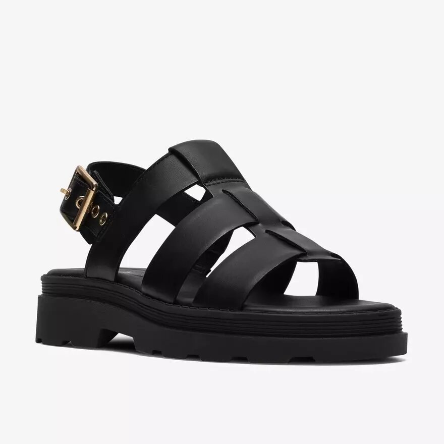 Platta sandaler för damer, Orinoco3 Strap, svart läder Platta sandaler för damer, Orinoco3 Strap, svart läder