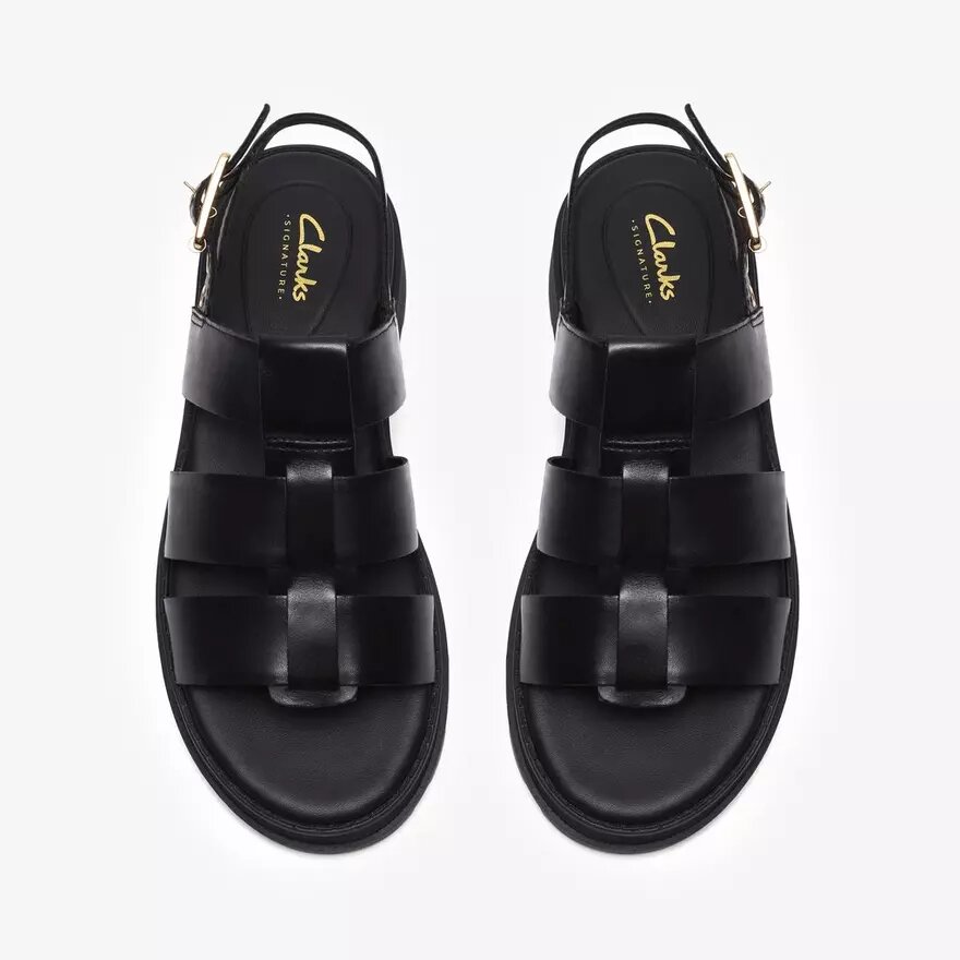 Platta sandaler för damer, Orinoco3 Strap, svart läder Platta sandaler för damer, Orinoco3 Strap, svart läder