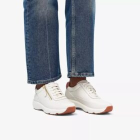 Tivoli Zip för damer – vita lädersneakers