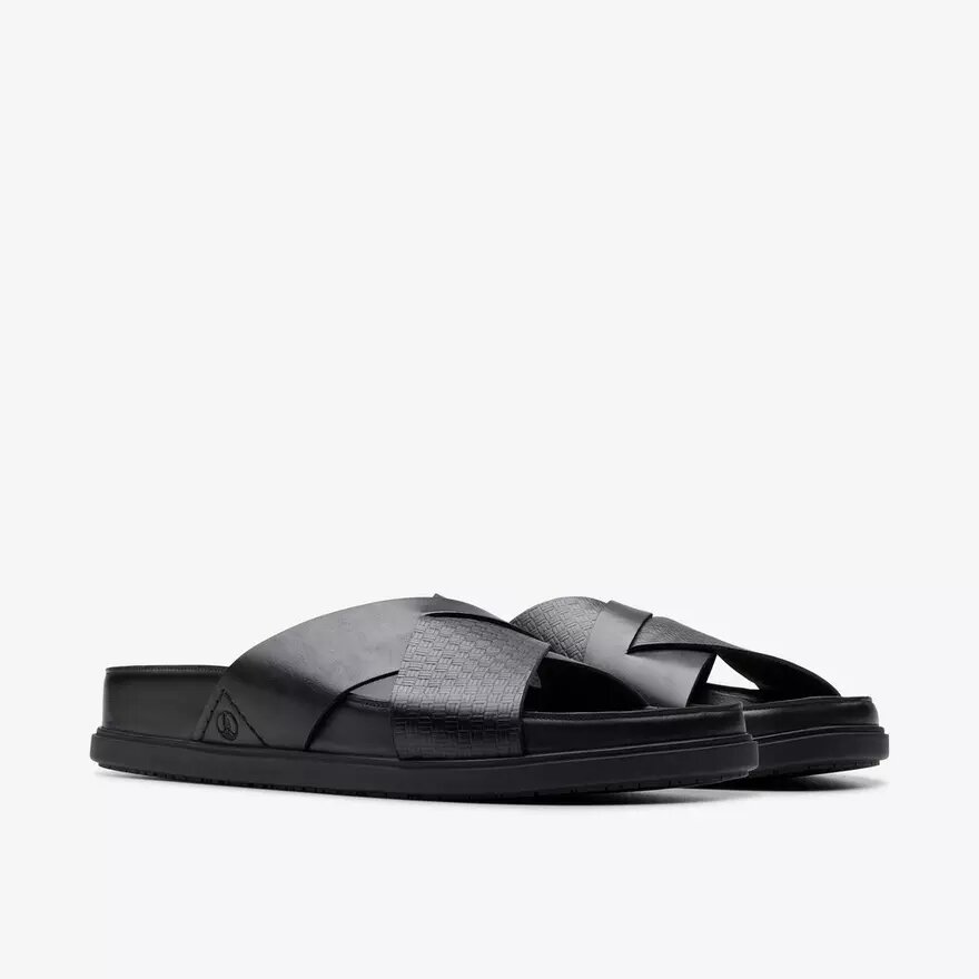 Torford Cross – platta sandaler i svart läder för herrar Torford Cross – platta sandaler i svart läder för herrar