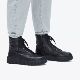 Torhill Rise svarta läderankelboots för damer, USA