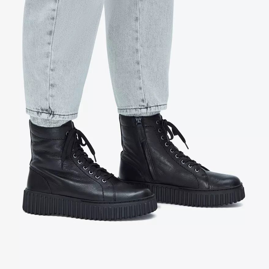 Torhill Rise svarta läderankelboots för damer, USA Torhill Rise svarta läderankelboots för damer, USA