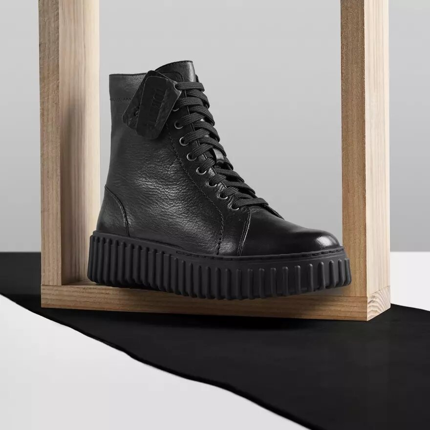 Torhill Rise svarta läderankelboots för damer, USA Torhill Rise svarta läderankelboots för damer, USA