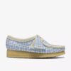 Wallabee för damer i blå rutig gingham Wallabee för damer i blå rutig gingham