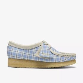 Wallabee för damer i blå rutig gingham