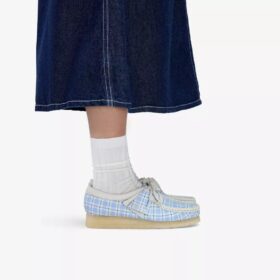 Wallabee för damer i blå rutig gingham