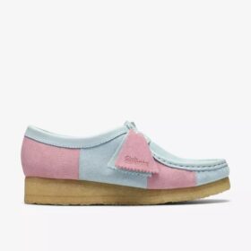 Wallabee för damer, ljusblå och rosa randig
