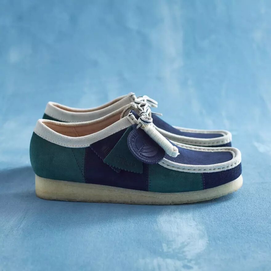 Wallabee för herr, blå/grön rand Wallabee för herr, blå/grön rand