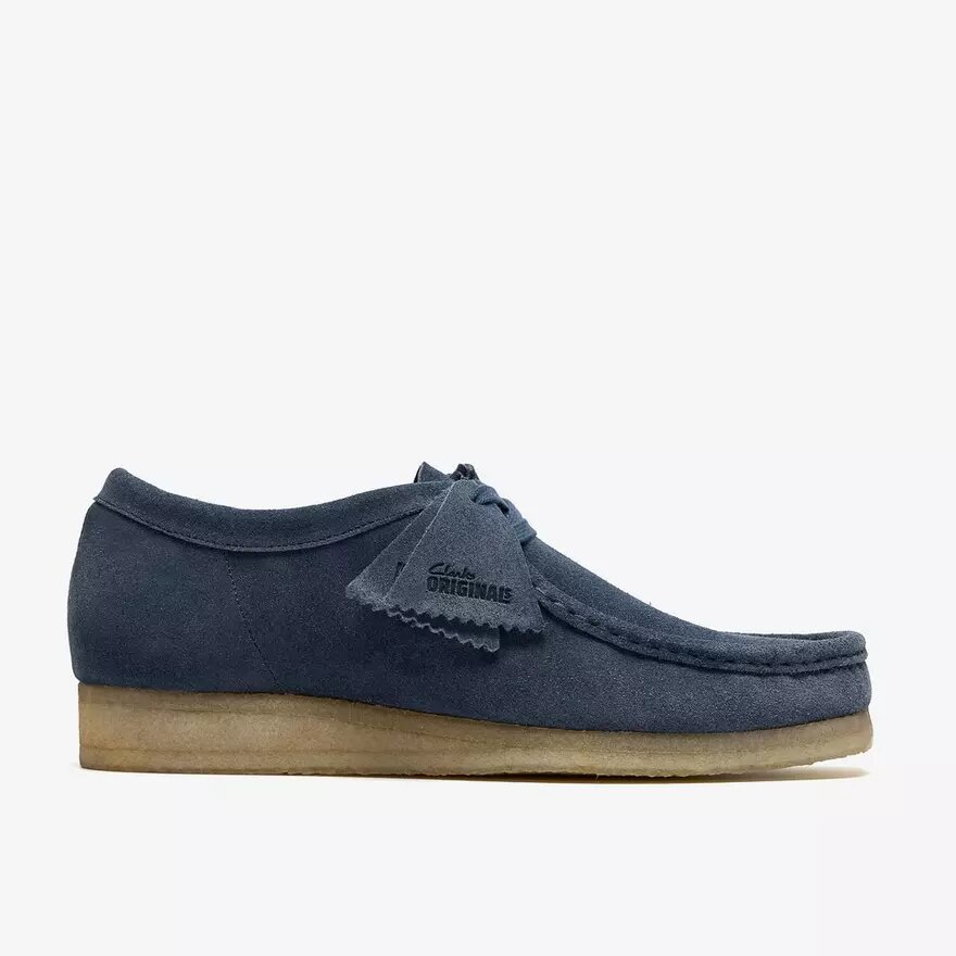 Wallabee för herr i denimblått mocka Wallabee för herr i denimblått mocka