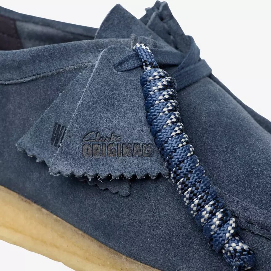 Wallabee för herr i denimblått mocka Wallabee för herr i denimblått mocka