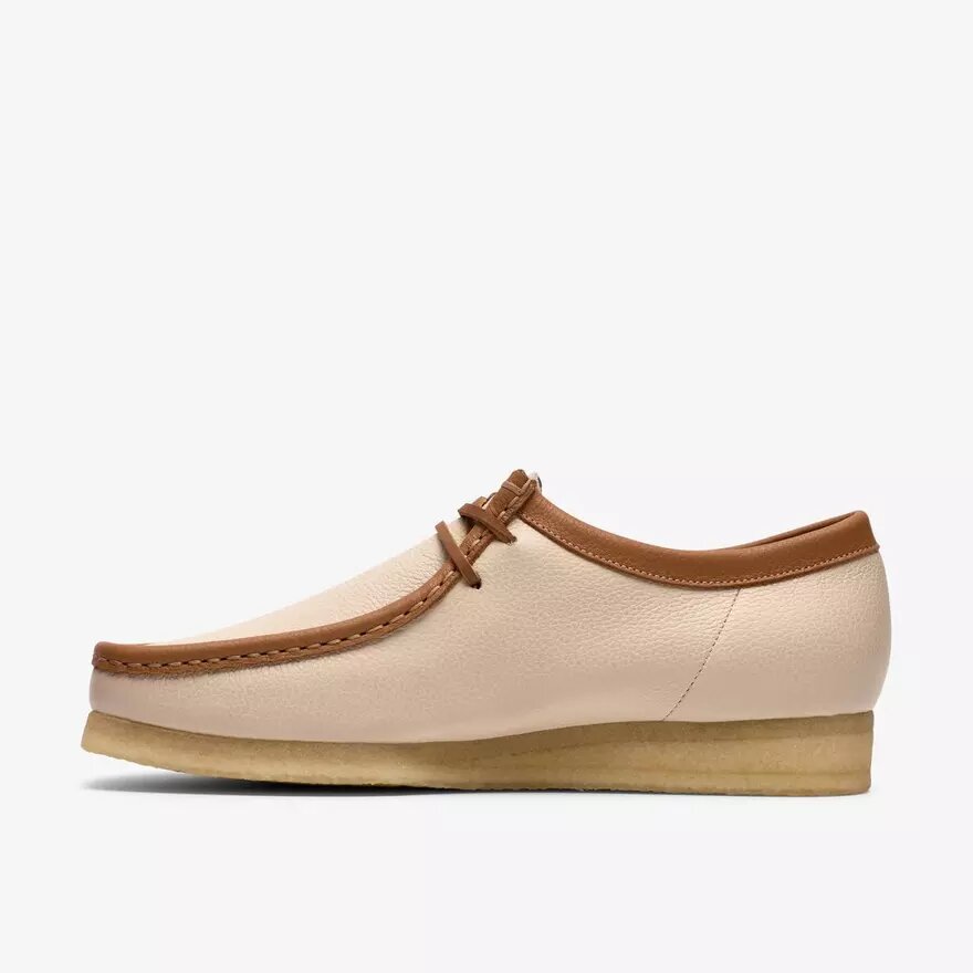 Wallabee för herr i vitt kombinerat läder Wallabee för herr i vitt kombinerat läder